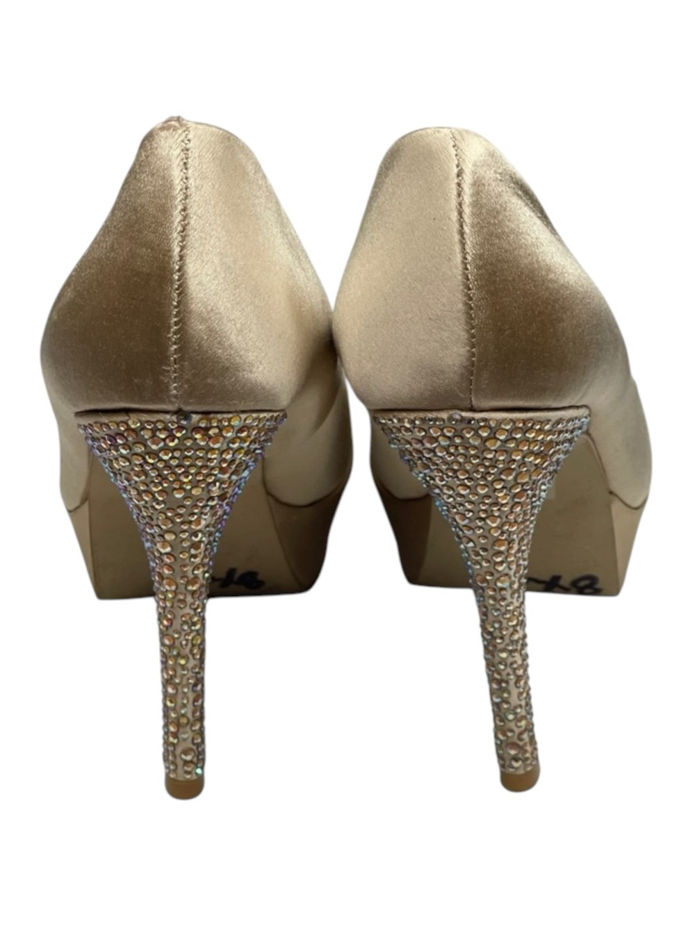 Steve Madden ☀︎︎ Partyy-R Glitter Crystal Platform Stilettos Pumps ☀︎︎ Champagne - Picture 4 of 16